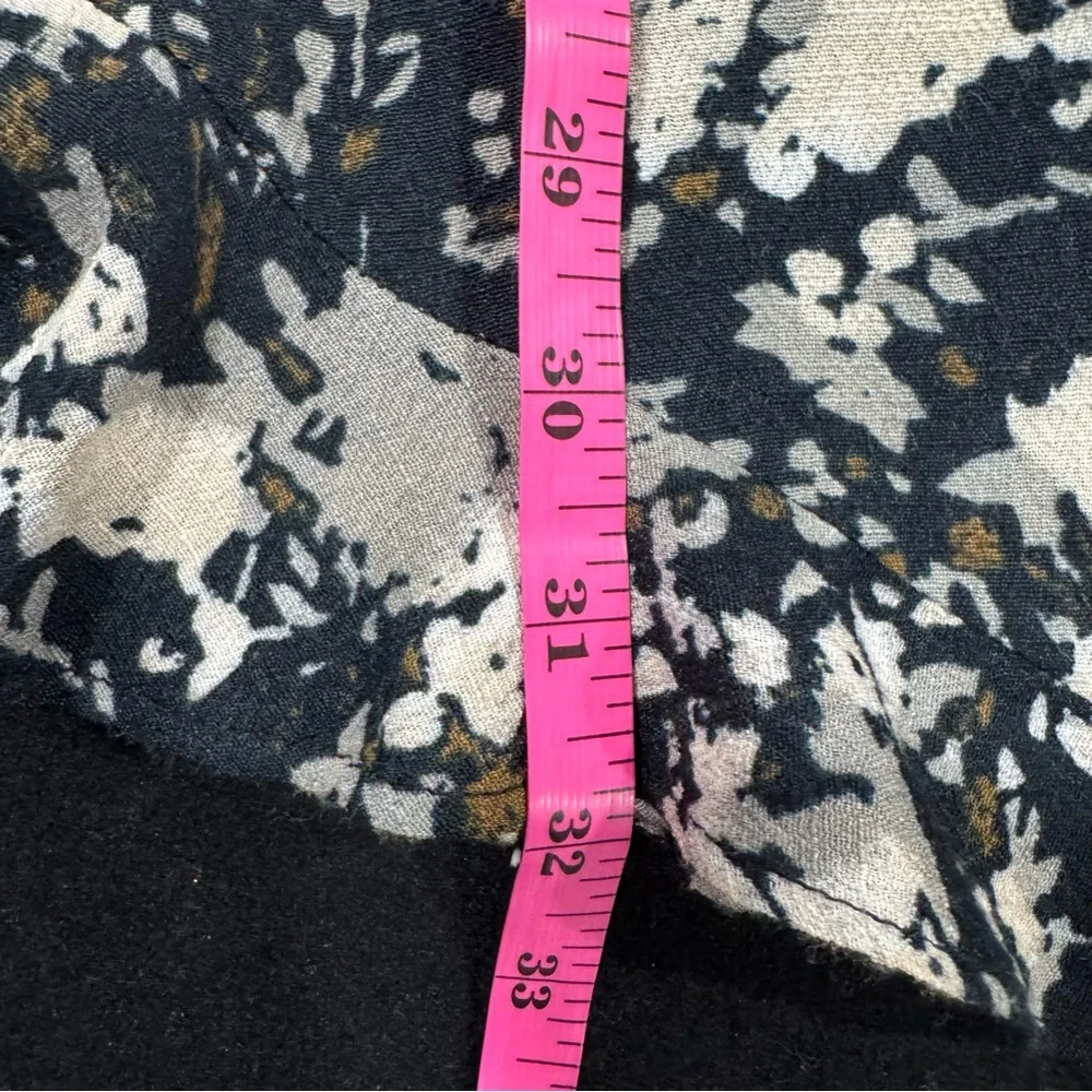 Free People Black and Cream Floral Wrap Romper with 3/4 Sleeves 02-0074